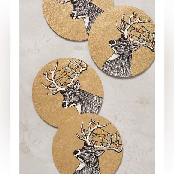 Anthropologie Forest merriment leather coasters - Picture 4 of 11